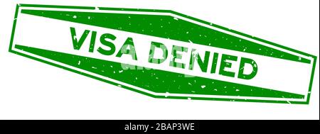 Grunge green visa denied word hexagon rubber seal stamp on white background Stock Vector