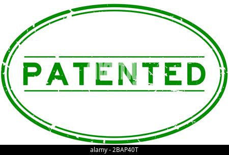 Grunge green patented word oval rubber seal stamp on white background Stock Vector