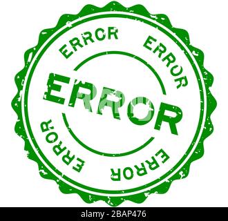Grunge green error word round rubber seal stamp on white background Stock Vector