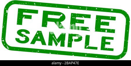 Grunge green free sample word square rubber seal stamp on white background Stock Vector