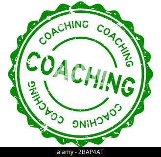 Grunge green coaching word round rubber seal stamp on white background Stock Vector