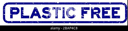 Grunge blue plastic free word square rubber seal stamp on white background Stock Vector