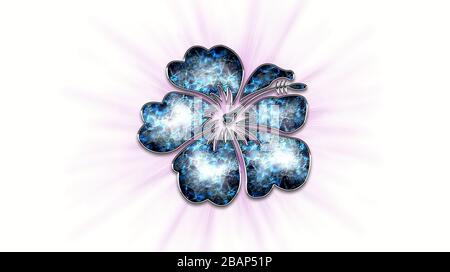 Abstract 3d illustration of a bright fractal design of a rose on a whit background Stock Photo