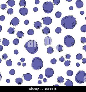Wild Berries Natural fresh ripe tasty blueberries. Seamless background. Vector illustration. illustration, surface pattern design Stock Vector