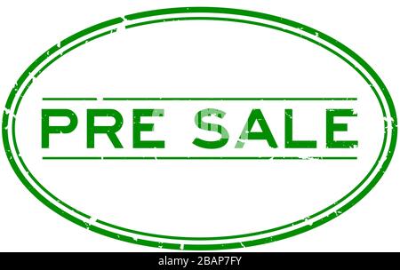 Grunge green pre sale word oval rubber seal stamp on white background Stock Vector