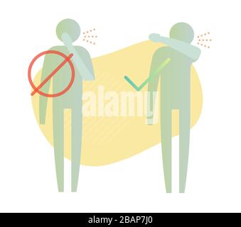 Sneeze - Use Elbow while Sneezing  - Icon as EPS 10 File Stock Vector