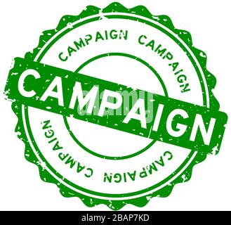 Grunge green campaign word round rubber seal stamp on white background Stock Vector