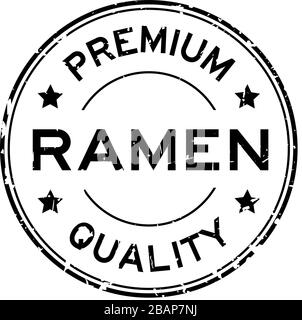 Grunge black premium quaity ramen word round rubber seal stamp on white background Stock Vector