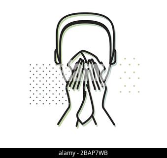 Sneeze - Use Tissue while Sneezing  - Icon as EPS 10 File Stock Vector