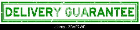 Grunge green delivery guarantee word square rubber seal stamp on white background Stock Vector