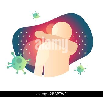 Sneeze - Use Elbow while Sneezing  - Icon as EPS 10 File Stock Vector