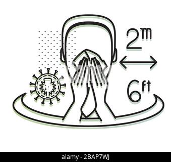 Sneeze - Use Tissue while Sneezing  - Icon as EPS 10 File Stock Vector