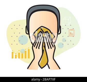 Sneeze - Use Tissue while Sneezing  - Icon as EPS 10 File Stock Vector