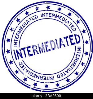 Grunge blue intermediated word squre rubber seal stamp on white background Stock Vector