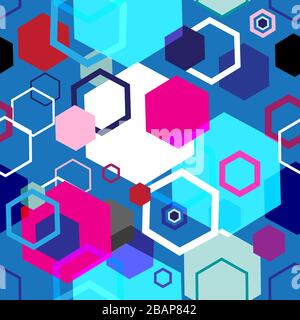 Seamless bright geometric pattern of diamonds and other shapes. Template for Wallpaper and fabric design. Stock Vector