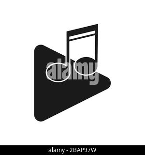 Vector music player icon for websites, apps, and logos. Note on a triangle background Stock Vector