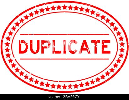 Grunge red duplicate word oval rubber seal stamp on white background Stock Vector