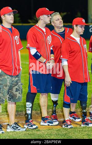 Miami Beach Florida,Flamingo Park,WWAST,Wounded Warrior Amputee Softball Team,disabled disability handicapped special needs,veterans,soldiers,rehabili Stock Photo