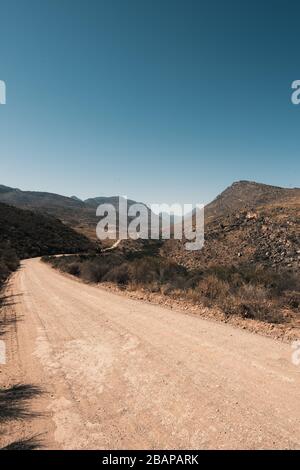 A farm and road landscape at Keurbos in the Cederberg Mountains of the Western Cape Province of South Africa 2 Stock Photo