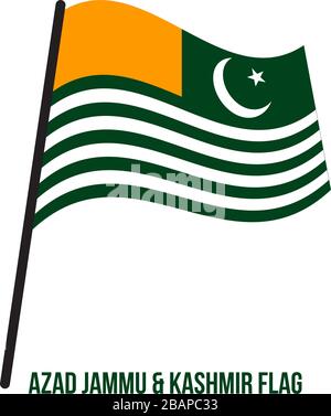 Azad Jammu and Kashmir Flag Waving Vector Illustration on White Background. Territory of Pakistan Stock Vector