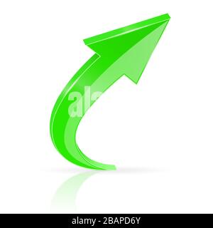 Green UP arrow. Shiny 3d icon Stock Vector