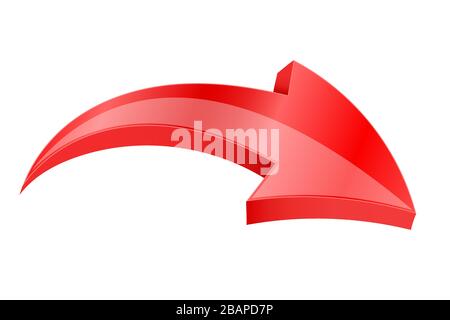 Red arrow. Shiny 3d icon Stock Vector
