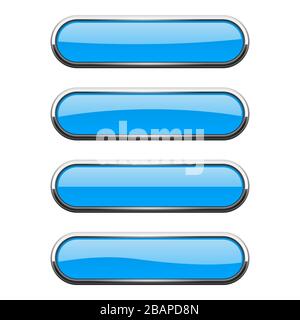 Blue glass buttons with metal frame Stock Vector