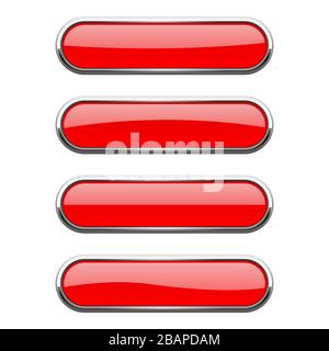Red glass buttons with metal frame Stock Vector