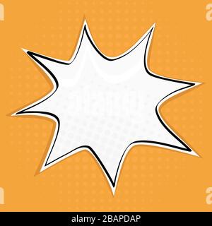 Speech bubble in star shape. On orange background. Pop art style Stock Vector