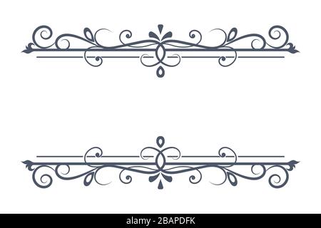 Ornamental decorations. Symmetric typographic dividers isolated on white background Stock Vector