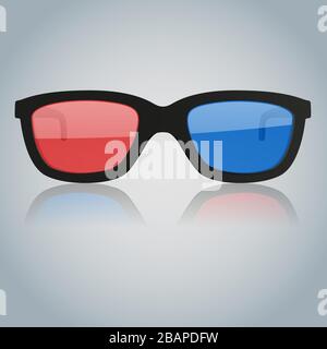 3d glasses on gray background Stock Vector