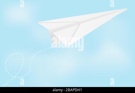 Paper airplane in blue sky Stock Vector