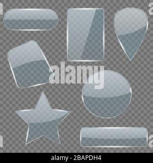Glass transparent plates isolated Stock Vector