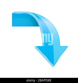 Blue down 3d arrow Stock Vector