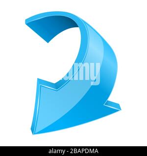 Blue down 3d arrow Stock Vector