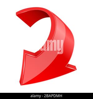 Red down arrow. Shiny 3d icon Stock Vector