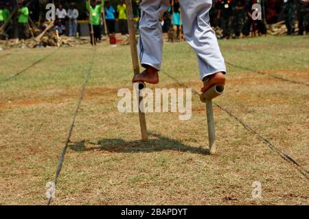 Engrang Bambu, a traditional game from Indonesia Stock Photo
