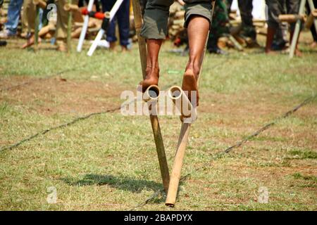 Engrang Bambu, a traditional game from Indonesia Stock Photo