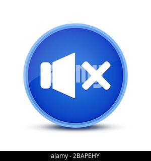 Mute sound icon isolated on blue round button abstract button abstract illustration Stock Photo