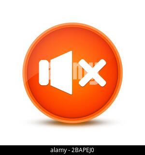 Mute sound icon isolated on orange round button abstract button abstract illustration Stock Photo