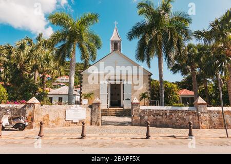 Saint Bartholomew's Anglican Church in Gustavia, capital of Saint Barthélemy. Established 1855 Stock Photo