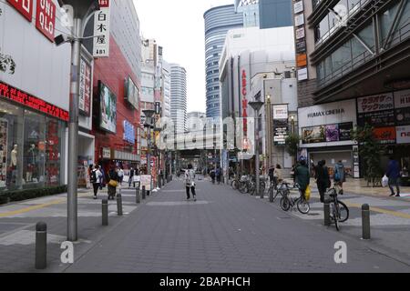 Tokyo was quiet after the governor's request that people stay at home over the weekend to prevent the spread of the novel coronavirus. 28 Mar,  2020. Stock Photo