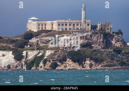 Alcatraz Prison seen from Pier 39, San Francisco, California, USA. Stock Photo