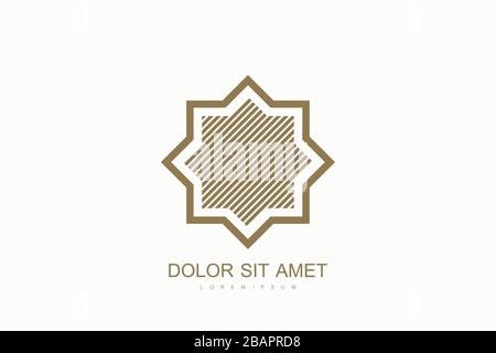 Arabic vector logo design template style. Arab Emirates Dubai flat icon logo. Emblem for luxury products, boutiques, jewelry, oriental cosmetics Stock Vector