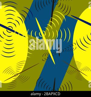 Abstract seamless geometric pattern with curved lines, dots, Shabby shape elements, colorful spray paint ink. Grunge urban pattern for boy, girl, spor Stock Vector