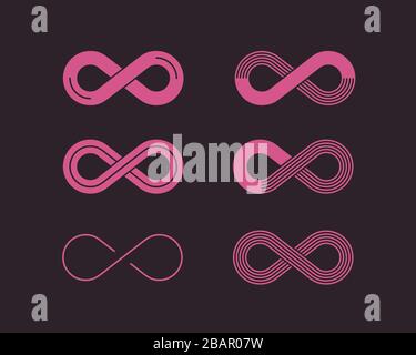 Six isolated symbols of endless geometric badge Stock Vector