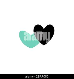 Hearts icon blue and black on white Stock Vector