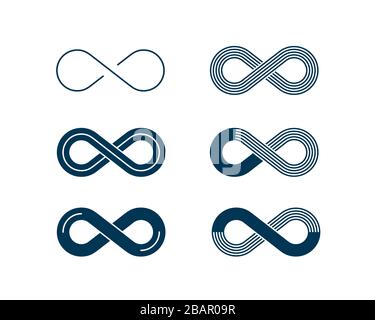 Six isolated symbols of endless geometric badge Stock Vector