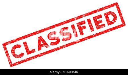 Classified message from a red rubber ink stamp 3D illustration on a white background Stock Photo