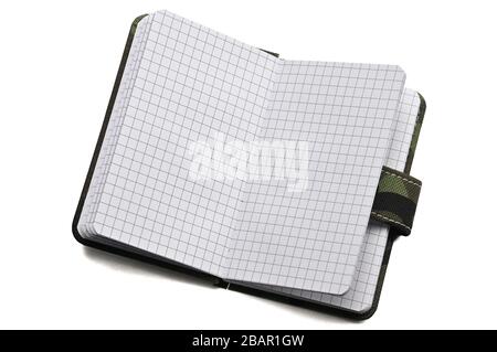 Notepad in military design for everyday notes and notes on a white isolated background Stock Photo